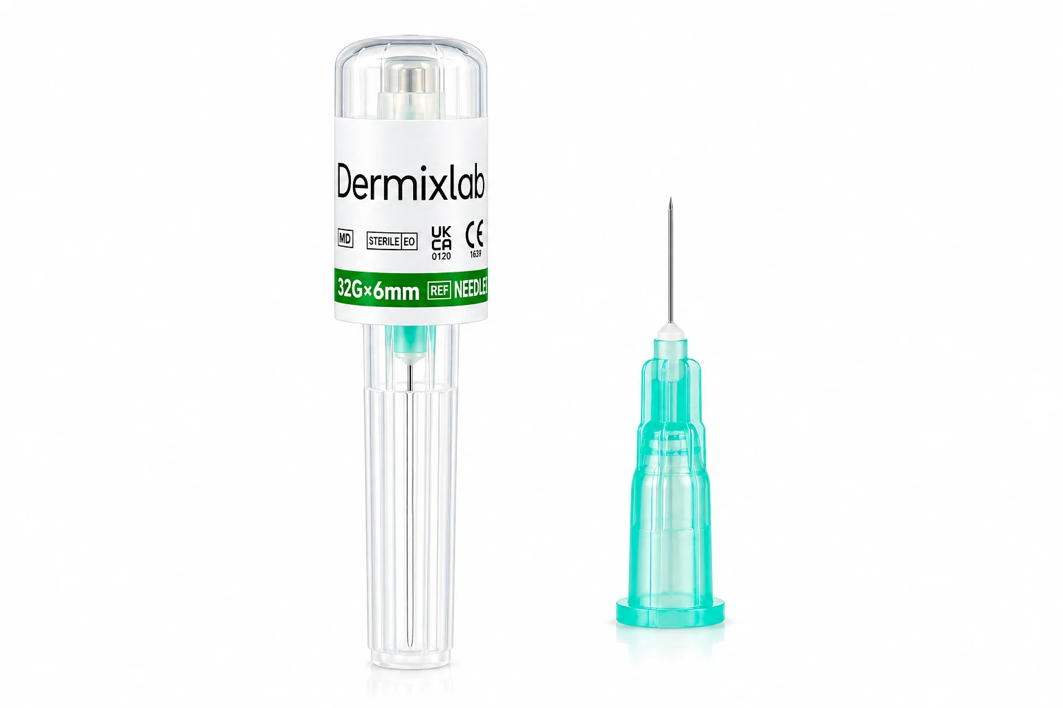DermixLab 32G × 6mm Micro Series needle and protective container